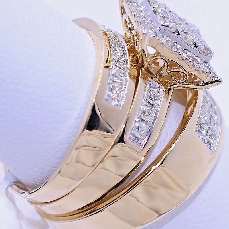Великолепная в виде геометрических фигур большой золотой Цвет микро паве ЧР камень кольца 3 шт./компл. Элитный бренд цепи из нержавеющей стали кольцо в стиле хип-хоп ювелирные изделия Z5M224
