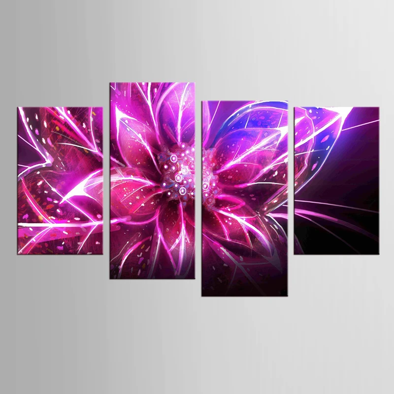 

NEW Modern Flowers paintings 4 piece large canvas print wall art modular painting on decoration oil paint decorative pictures