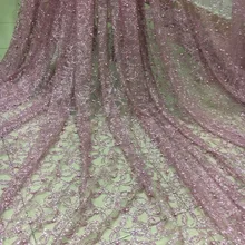 Стиль розовый цвет африканская кружевная ткань с блестками блёстки высокого качества тонкая сеточная ткань для свадебного платья YG-91402