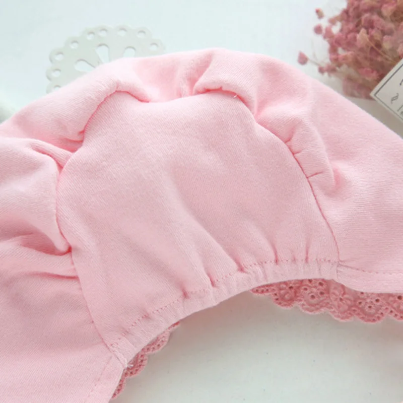 Lace Newborn Baby Hat Cotton Sweet Princess Hat Spring Autumn Cute Newborn Girls Beanie Lace Up Tire Hat Baby Girls Clothing (12)