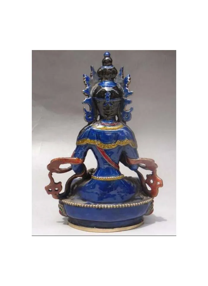 Китайский Старый Непал цветной эмаль Ksitigarbha bodhisattva статуя медная