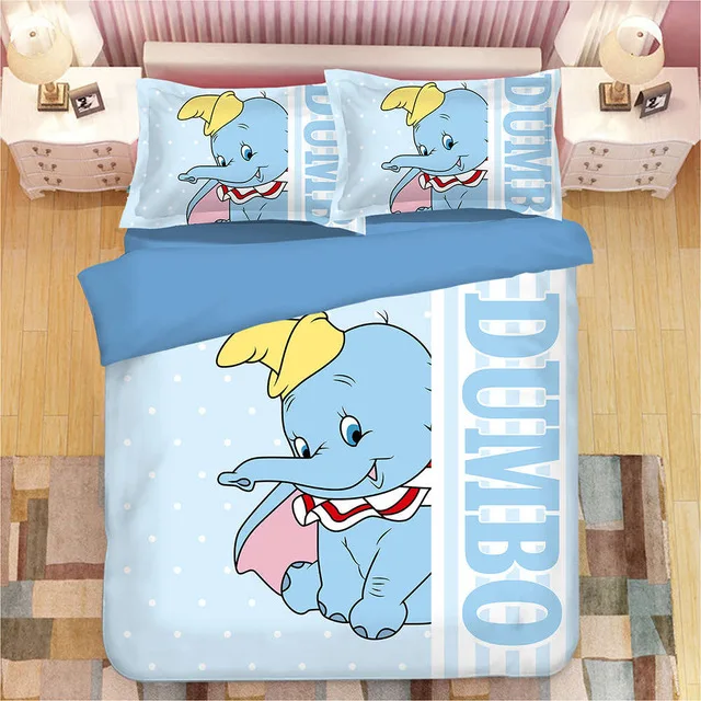 Disney Cartoon Dumbo Bedding Sets Boy/Girls Baby Single Twin king queen Duvet Cover Set Pillowcases queen quilt blanket cover - Цвет: 6