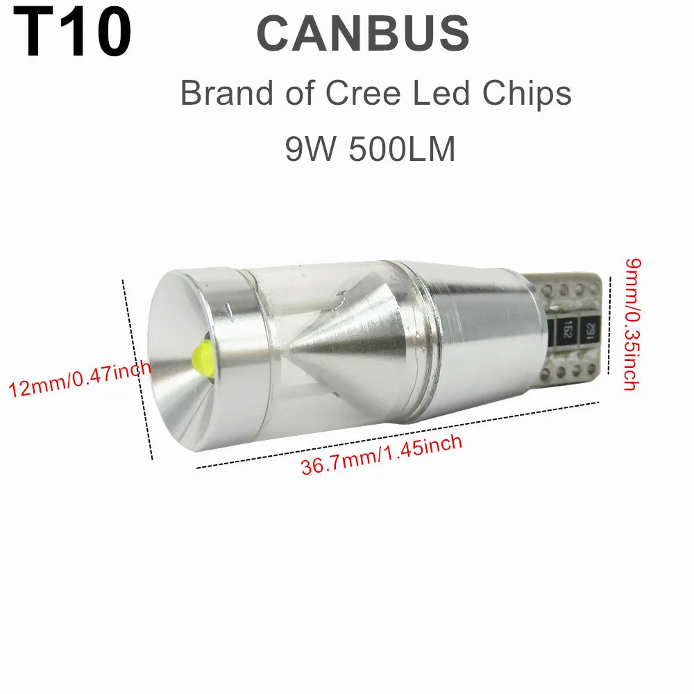 WLJH 2x Canbus без ошибок 500lm 9 Вт T10 W5W светодиодный светильник чип мотор автомобильный светильник габаритная номерная табличка для парковки резервный обратный светильник