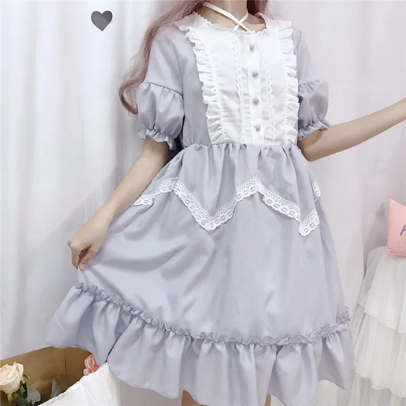 LISM Summer Japanese Lolita Vintage Dress Female Soft Girl Wind Cute Fungus Lace Short Sleeve -Zentai shop online HTB1 kGQXB1D3KVjSZFyq6zuFpXaN.jpg