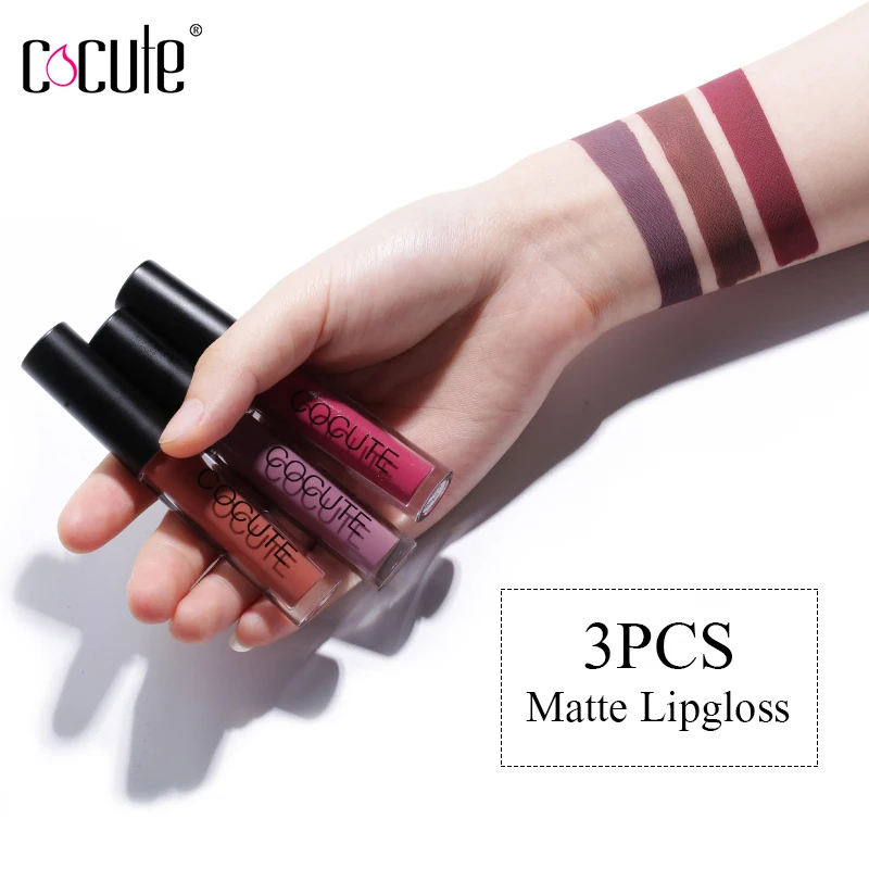 

Cocute 3pcs/Set Liquid Lipgloss Moisturizer High Quality Waterproof Long Lasting Colored Lip Gloss Makeup Gift Cosmetic Tools