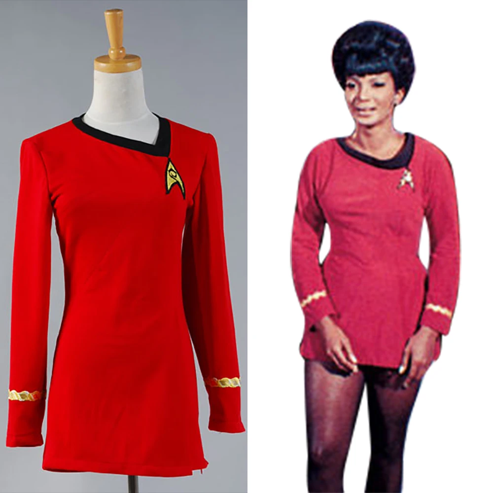 Star Trek Female Blue Uniform Halloween Cosplay Costume Dress with Badge Cos