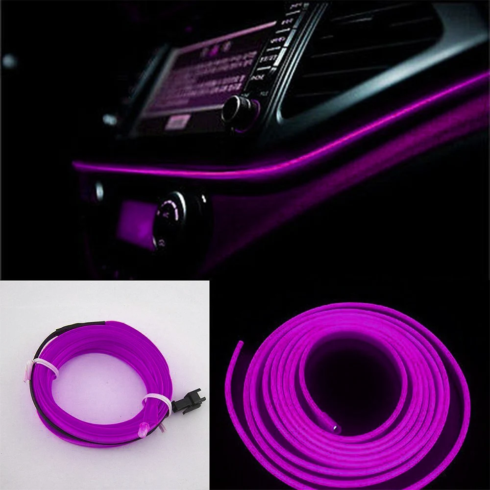 Us 3 87 8 Off 2 Meters 12v Led El Wire Purple Cold Light Car Interior Decoration Lamp Strip Inside Atmosphere Light Decoration Car Interior In