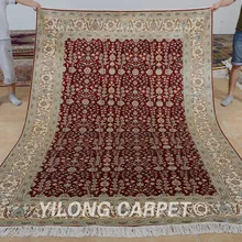Yilong 6'x9' гостиная красный ковер ручной работы винтажный традиционный hereke Китайский шелковый ковер(0965