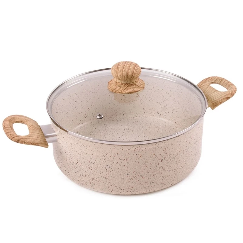 Кастрюля с крышкой Endever Stone Beige 24C (4 л Диаметр дна 24 см. литой алюминий
