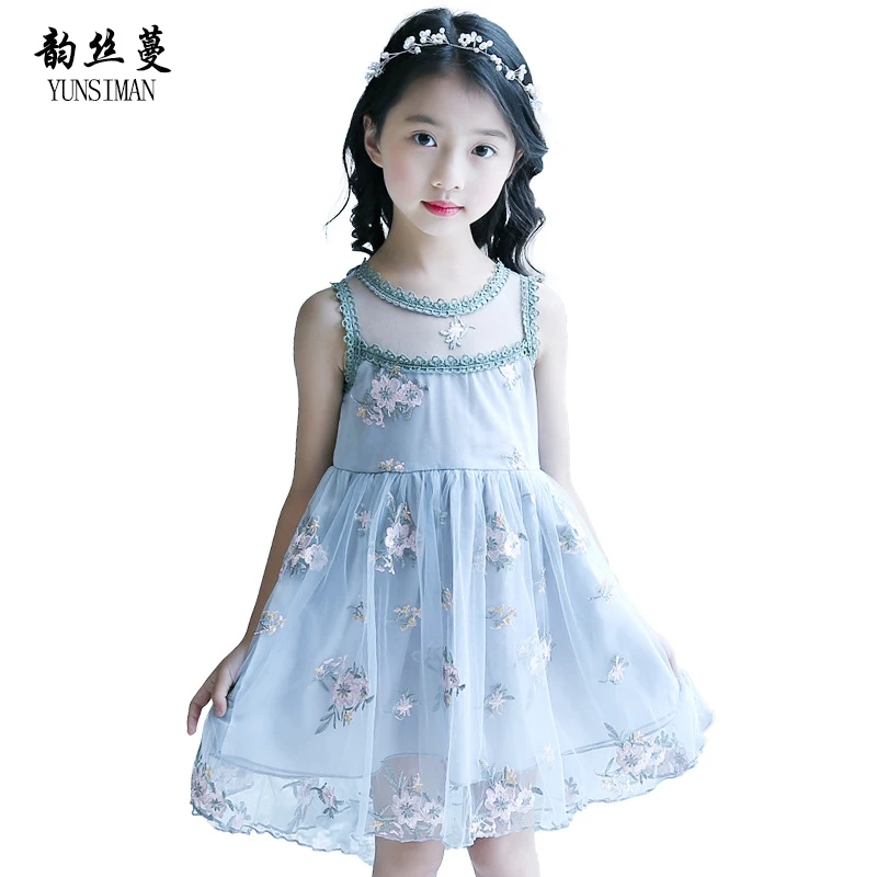 

Baby Girls Dress for 8 9 10 11 12 Years Old Girls Summer Party Wear Children Kids Embroidered Flower Princess Lace Dresses 5C33