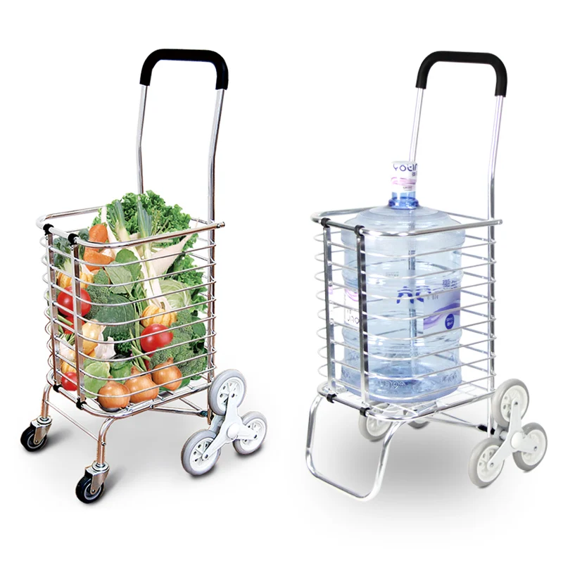 

Shopping small trailer to buy food small hand carts elderly climbing stairs with stools foldable home trolley car