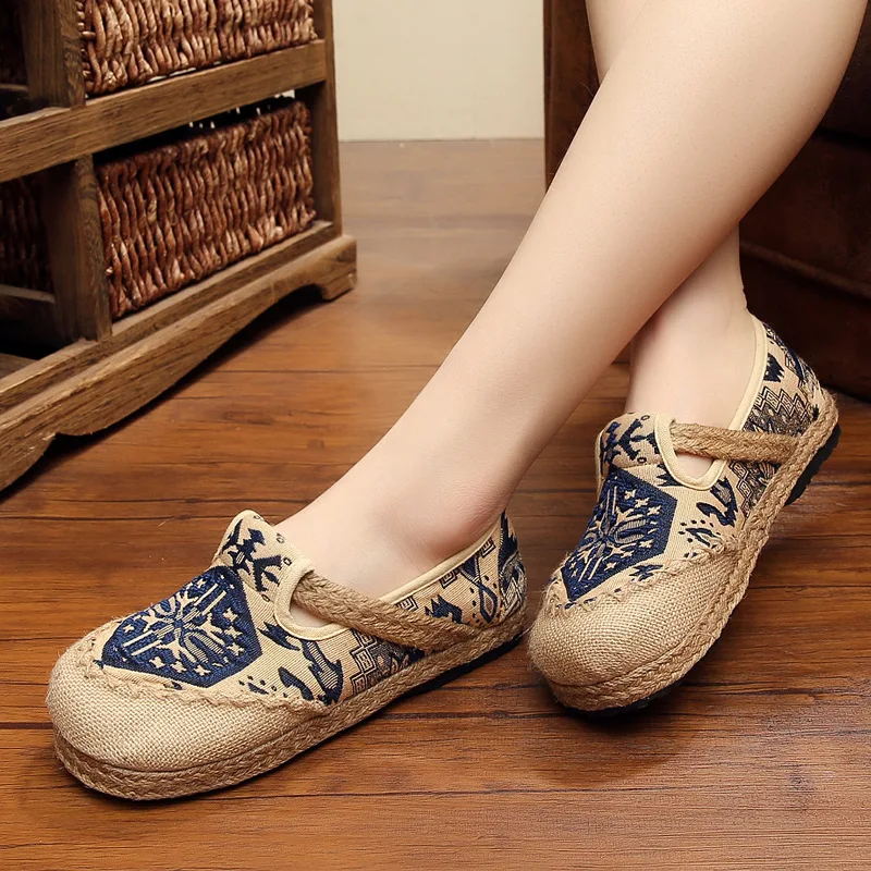 Nouvelle Mode D'été Tête Vent 2 Plates National Lin 1 Respirant Chaussures Linge Pédale Coton Ronde Paresseux Et HH8q7wrf