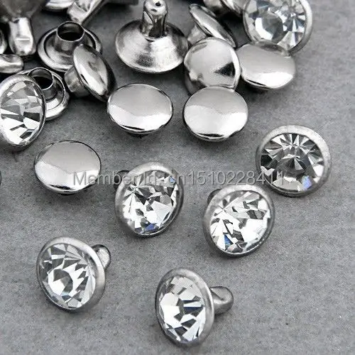 

100 Sets 4mm CZ Crystals Rhinestone Rivets Silver Nailhead Spots Studs DIY Shipping Free