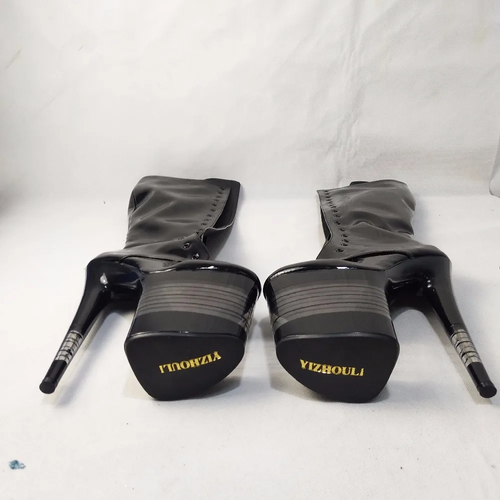 The women's shoes with a new style of 20cm spray are worn on the knee boots, high spring sexy round head and dancing shoes