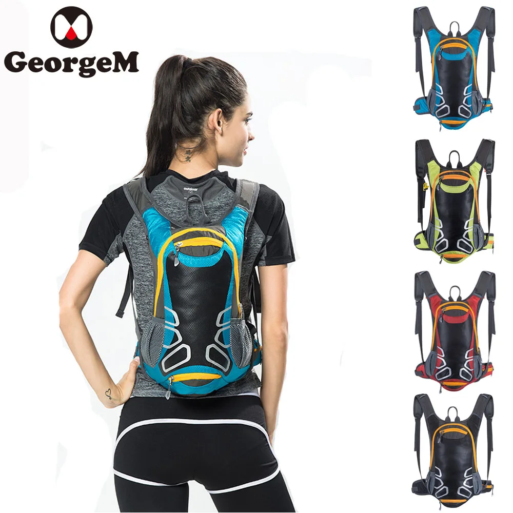 

GeorgeM Outdoor Sport Cycling Bag Backpack with Rain Cover + Helmet Storage for MTB Road Bike Backpack Hiking Climbing Bag