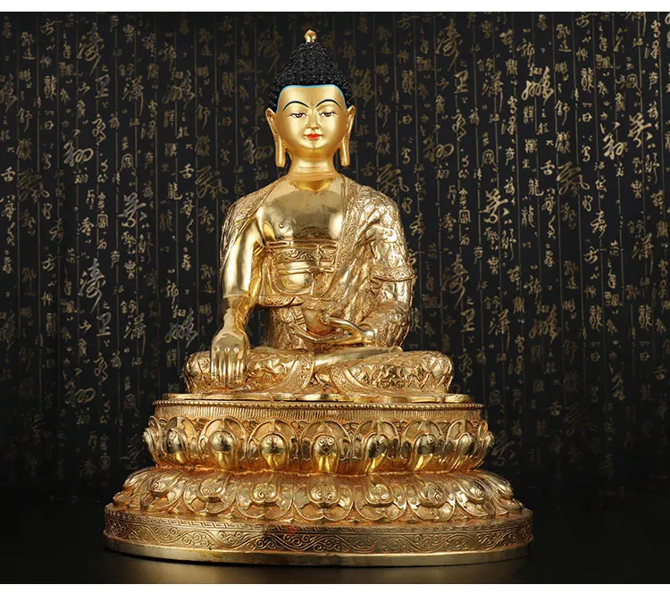 US $365.75 GOOD 46CM LARGE  Buddhist Buddhism HOME efficacious Safety Protection Tibetan Goldplated Sakyamuni brass Buddha statue