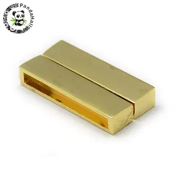 

50Sets Alloy Rectangle Magnetic Clasps Jewelry Findings Platinum,Golden, Antique Bronze, 37x19x7mm, Hole: 34x4mm