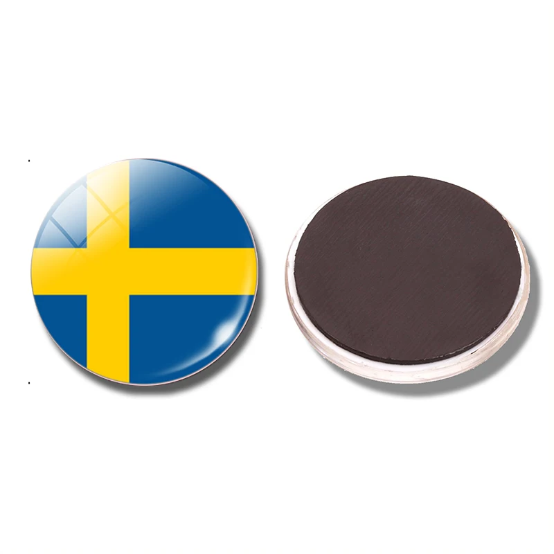 

Kingdom of Sweden Flag Fridge Magnet Handmade 30 MM Glass Dome Decorative Refrigerator Magnetic Tickers Kitchen Home Decoration
