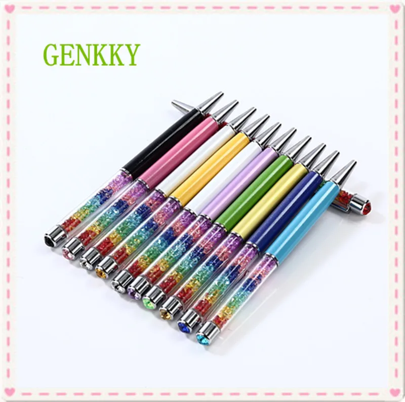 

1PCS GENKKY Beautiful Lady Rainbow Crystal Ballpoint pen Diamond Ball Pen,Unique design layer crystal pen 11 Colors