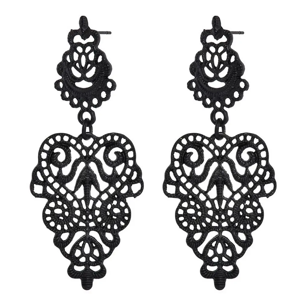 Готические женские висячие серьги в богемном стиле из черного сплава, длинные висячие серьги, ювелирные аксессуары