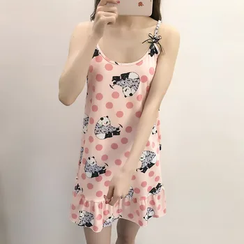 

2018 Summer Lady Nightgown Women Nightwear Nightdress Female Sleeveless Nighty Sexy Sleepwear Sleepshirt Home Clothing AD0253