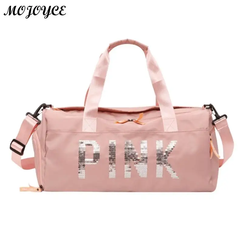 Lady Black Travel Bag Pink Color Sequins Shoulder Bags for...