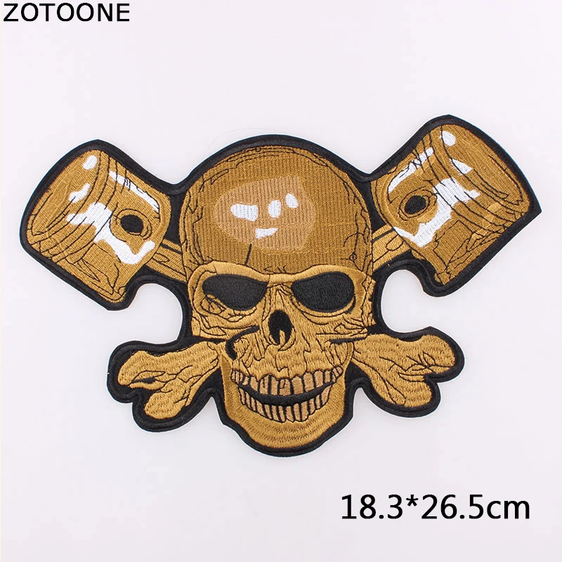 

ZOTOONE New Brown Skull Big Punk Embroidered Patch Iron on Patch for Clothing Motor Jacket Fashion T-shirt Sticker for Clothes D
