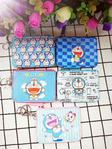 

IVYYE 1PCS Doraemon Anime Plush Card Holder PU Cartoon Credit ID Bags Zipper Coin Bus Card Wallet Kid Girls Gifts New