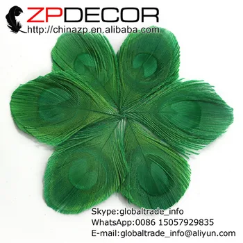 

ZPDECOR 50pcs/lot 8-10cm(3-4inch) Handwork Premium Quality Kelly Green Peacock Feather Eye Plumage For Dress Accessory