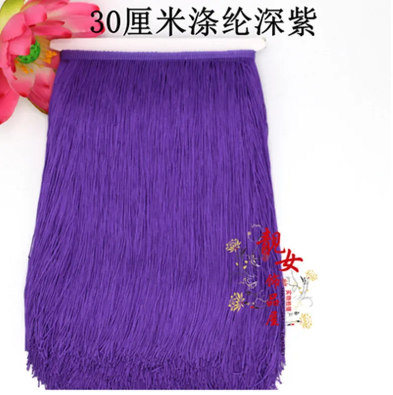 10 ярдов 30 см длинные полиэфирные нити, чтобы быть кисточкой украшения Diy латинские танцы одежда, шторы - Цвет: purple