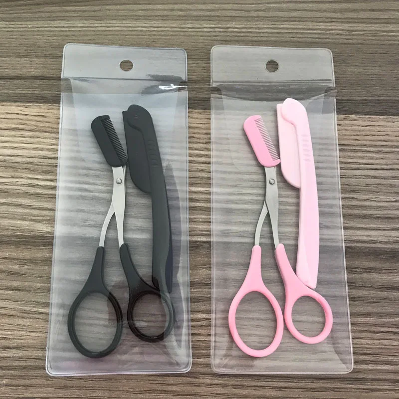 Материал ресницы Ножницы для бровей Триммер для ресниц заколки для волос ножницы и расческа леди женщина мужчины формирующая бритва розовый черный