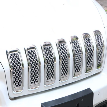 

WELKINRY car auto cover for JEEP Cherokee 2014-2017 ABS Chrome front head grille racing grill outlet inhaler airscoop cap trim