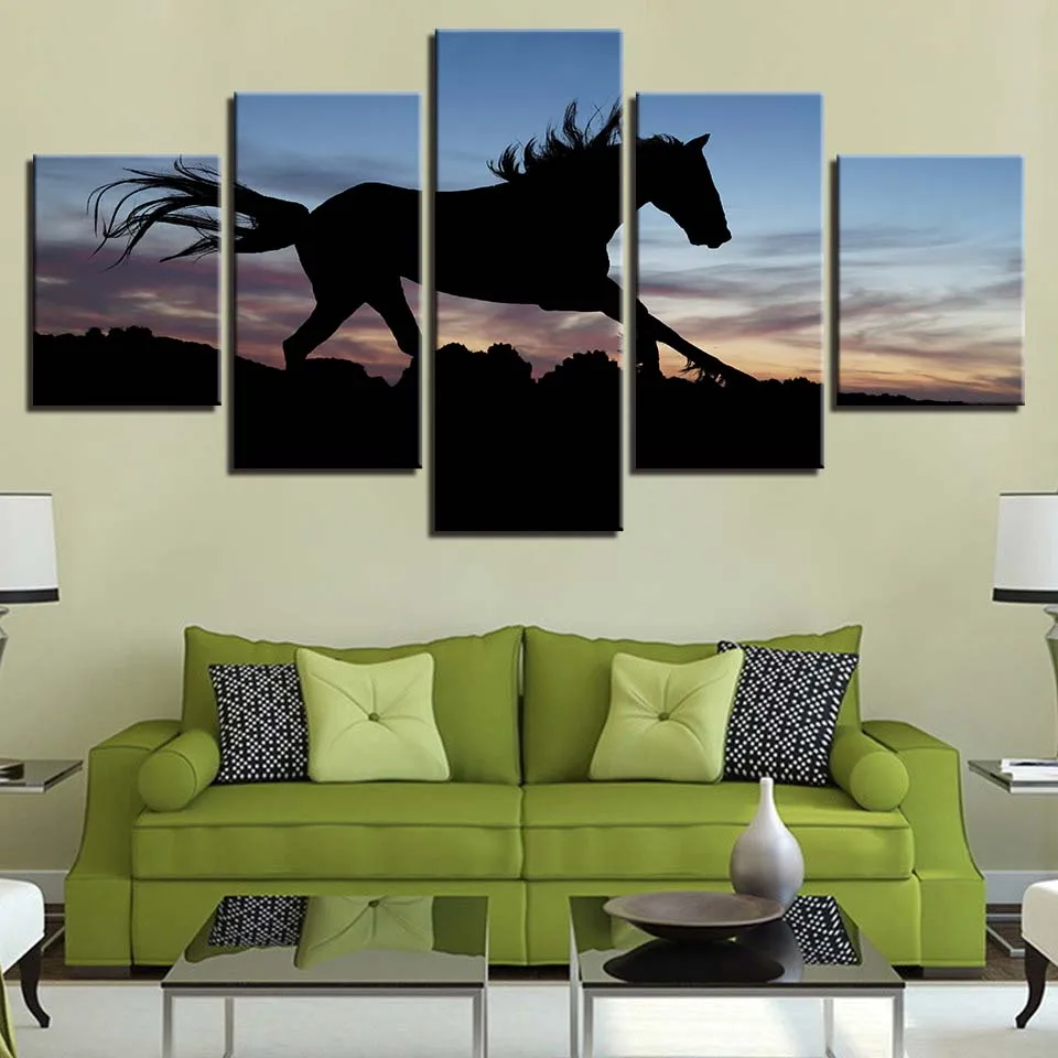 

Frame Modular Canvas Painting HD Prints Home Decor 5 Pieces Restaurant Wall Art Animal Horse Pictures Artwork Creative Poster