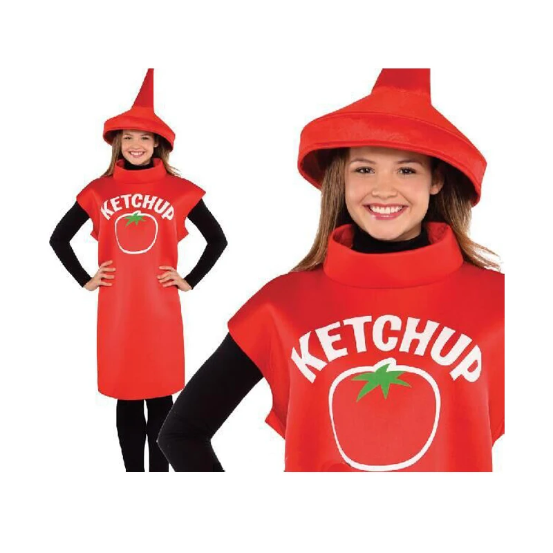 2018 Ladies Ketchup Bottle Costume Halloween Cosplay Suit Costumes For