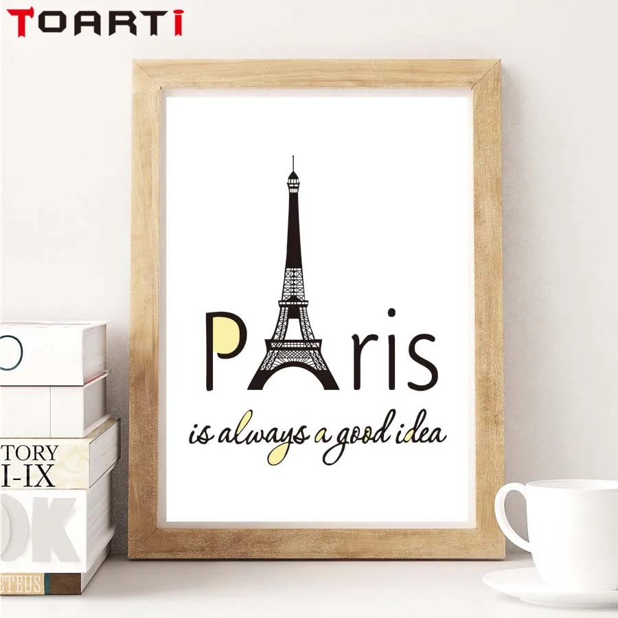 Traveling Paris Always A Good Idea Quote Canvas Wall Painting Print Poster Wall Picture For Living Room Tower Design Home Decor