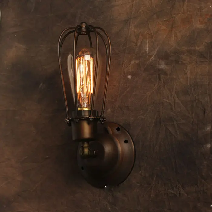 

American Style Vintage Wall Lamp Industrial Edison Lamps Beside Mounted Cage Art Deco Loft Lighting For Coffee Kitchen Bar