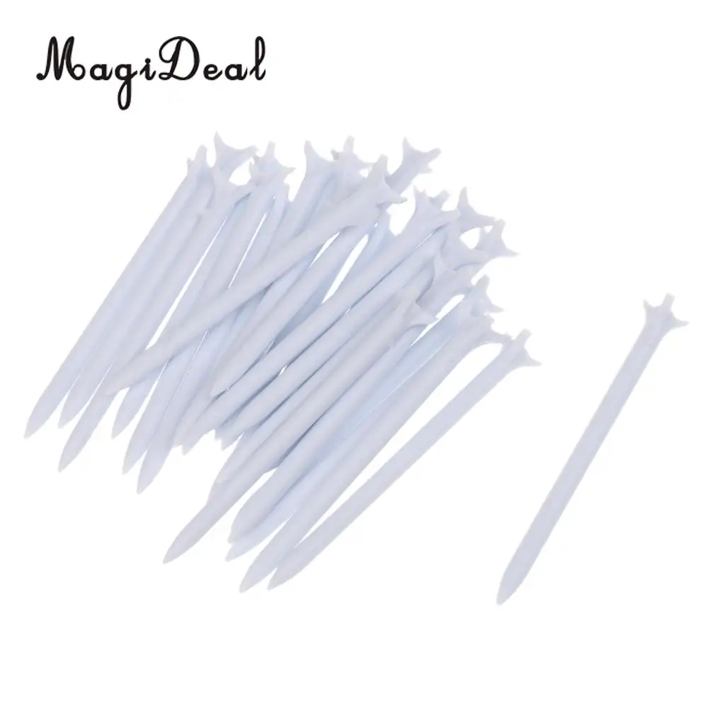 MagiDeal 25 Pieces Durable 82mm Plastic Golf Tees Set Golf Accessories White