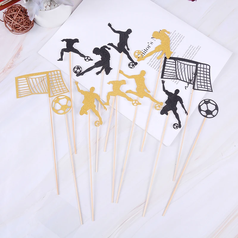 1 Set Football Cake Toppers Happy Birthday Wedding Cupcake Cake Topper Flags Baby Shower Decor Baking DIY Party Supplies 2Colors