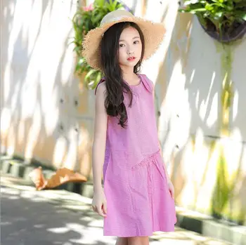 

2019 Korean style girls plaid dress cotton fashion summer good quality girls dresses 4-9t B73