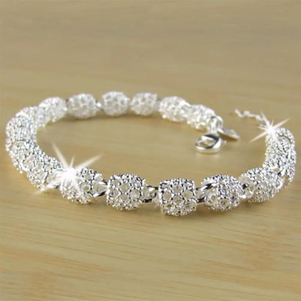Beautiful Elegant Silver Bracelet, Chain Bracelet Bangle For Women