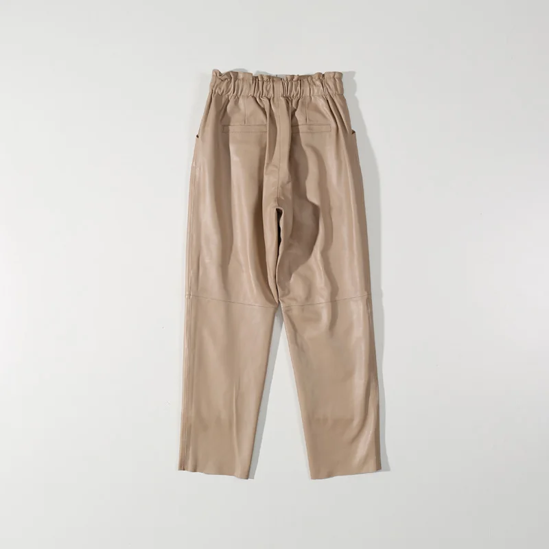 Leather Pants Women Streetwear Black White Leather Trousers Fleece Pants Women Patent Genuine Leather Pants Winter Pants Women