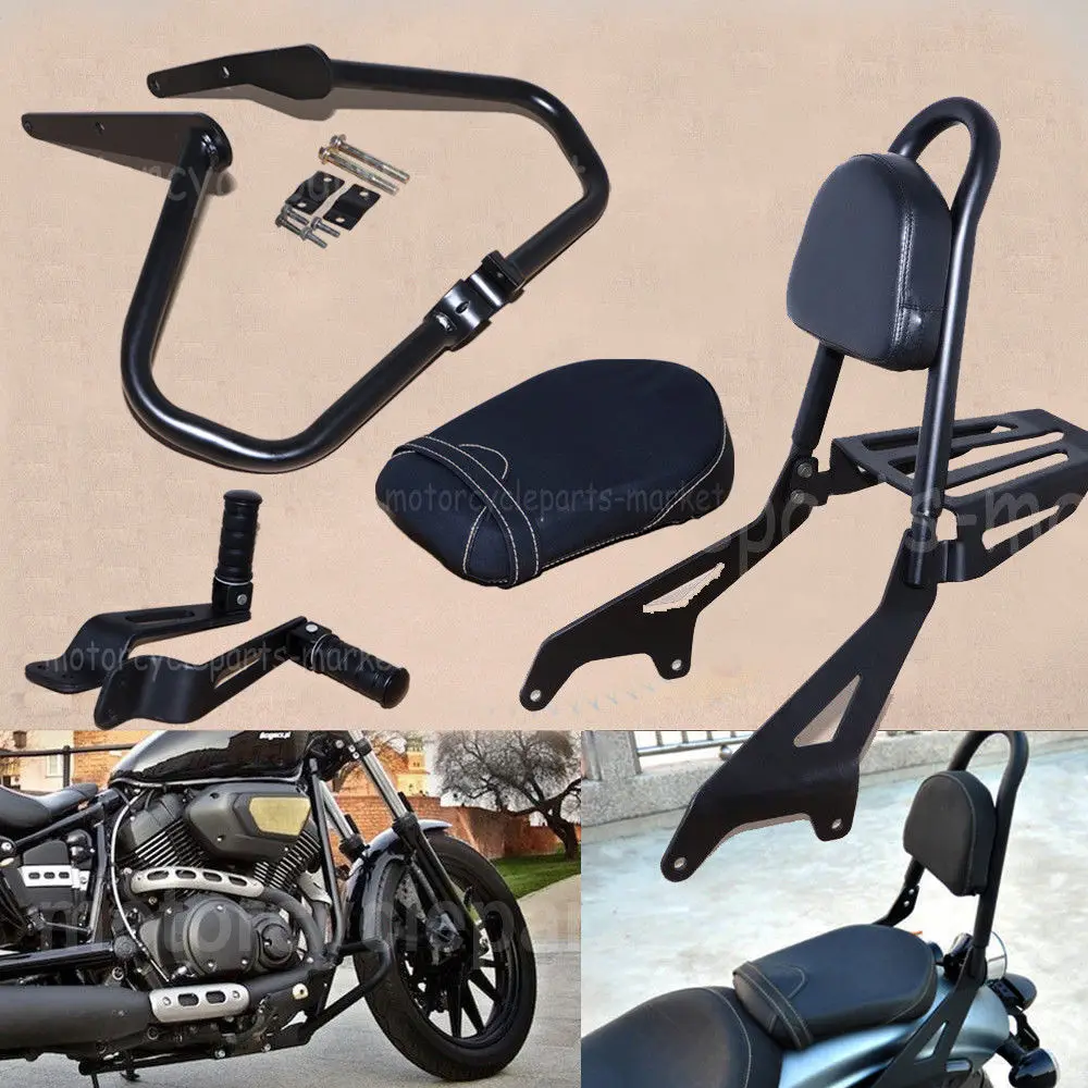 

Motorcycle Sissy Bar Backrest & Rack& Rear Seat &Engine Guard & Passenger Footpegs Footrest For Yamaha Bolt XVS950 R-Spec 14-17