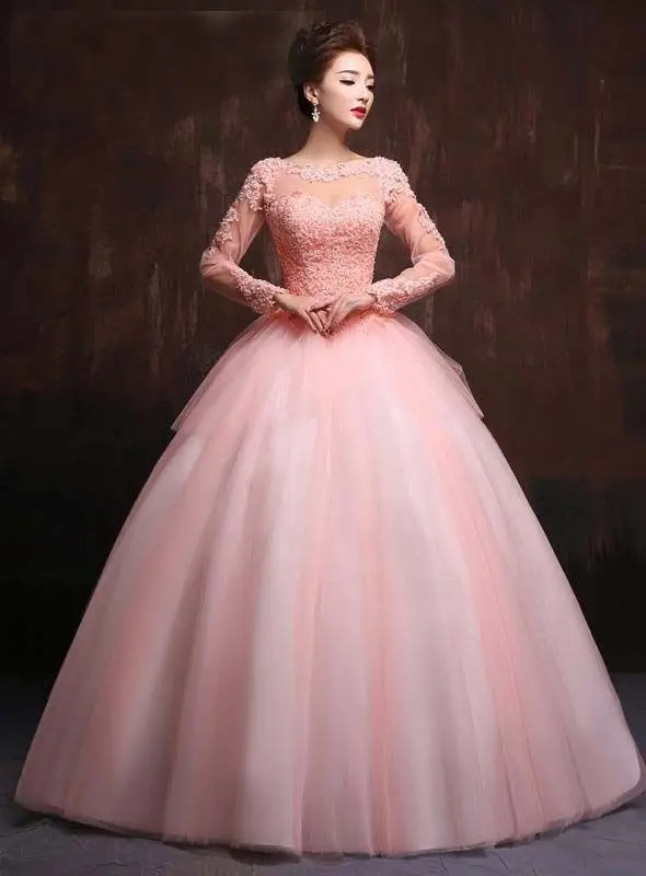 2020 Дешевые Бальные платья Quinceanera с длинным рукавом милое платье на шнуровке 16 15