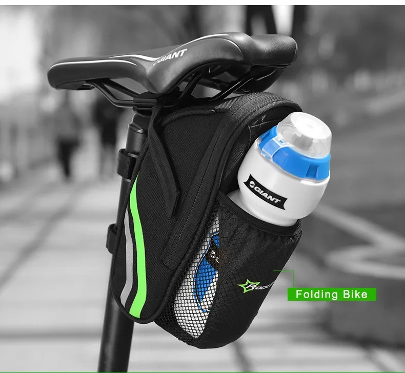 Sale ROCKBROS Bicycle Bag Folding Mountain Road Bike Tail Bag Bicycle Seatpost Saddle Bag Cycling Portable Seat Pouch BMX Rear Bag 4