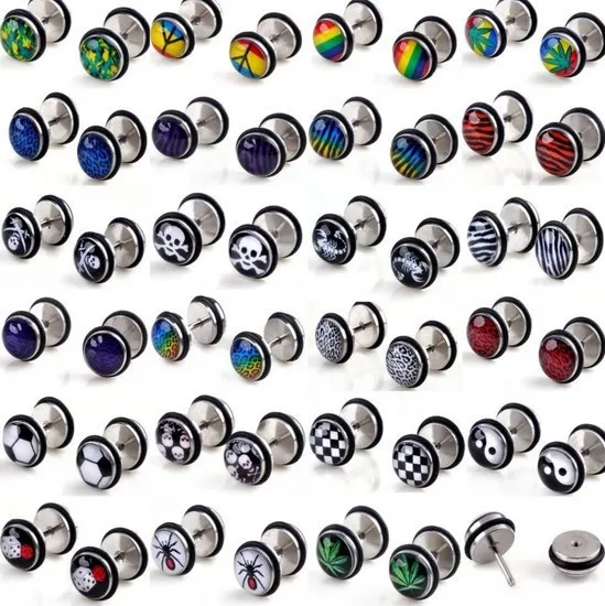 

Mix Wholesale 10Pcs/lot Mix Styles Acrylic Ear Plug Barbell Ear Expender Plug Ear Stud Body Piercing Ear Tunnel Plugs Jewelry
