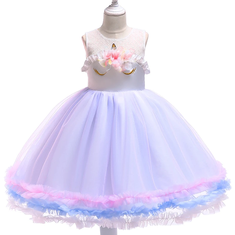 Princess Girls Unicorn Costume Lace Mesh Flowers Unicorn Dress up For Children Christmas Wedding Party Tutu Dresses 2-8 Years Princess Girls Unicorn Costume Lace Mesh Flowers Unicorn Dress up For Children Christmas Wedding Party Tutu Dresses 2-8 Years