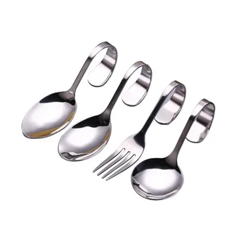 

Stainless Steel Bend Flatware Creative Curved Handle Cutlery Bent Fork Spoon Tableware For Dessert Kitchen Accessories