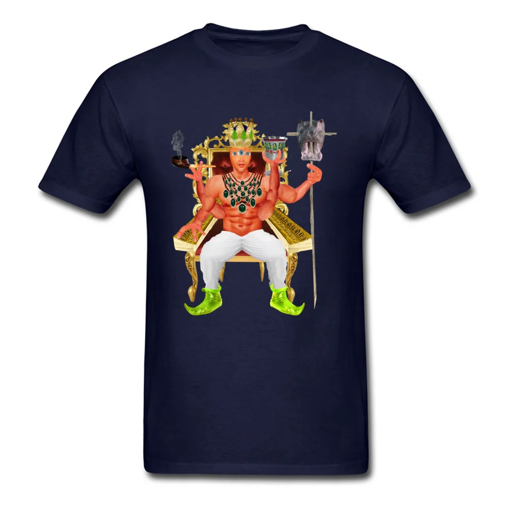 Popular Psychedelic Third Eye King T Shirts Round Collar Cotton Fabric Men's Tops Shirts Short Sleeve Summer Fall Clothing Shirt Psychedelic Third Eye King navy