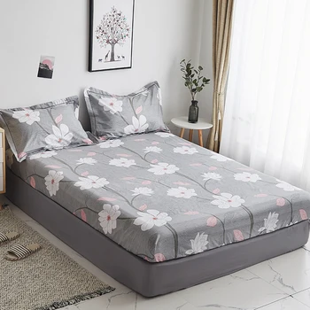 

Spring Coloful Bloom Floral printed Rubber Fitted sheets bed set ultra soft 100%cotton Fitted sheet bed cover pillow shams