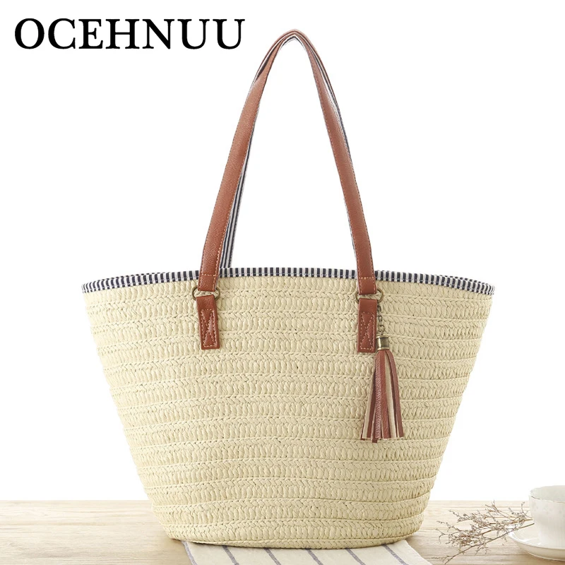 OCEHNUU Large Woven Women Beach Bags Handbags 2018 Summer Vacation
